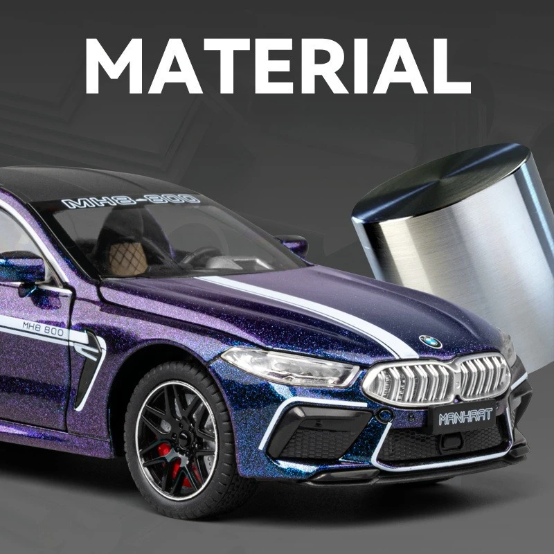 Blue BMW M8 1:24 Diecast Model with Light & Sound 5 Blue BMW M8 1:24 Diecast Model with Light & Sound - Image 5