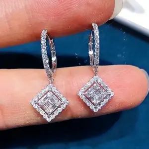 Square Sterling Silver Earrings with Cubic Zirconia 6 Sef78d225e58c4716abb225ba31d2e145i