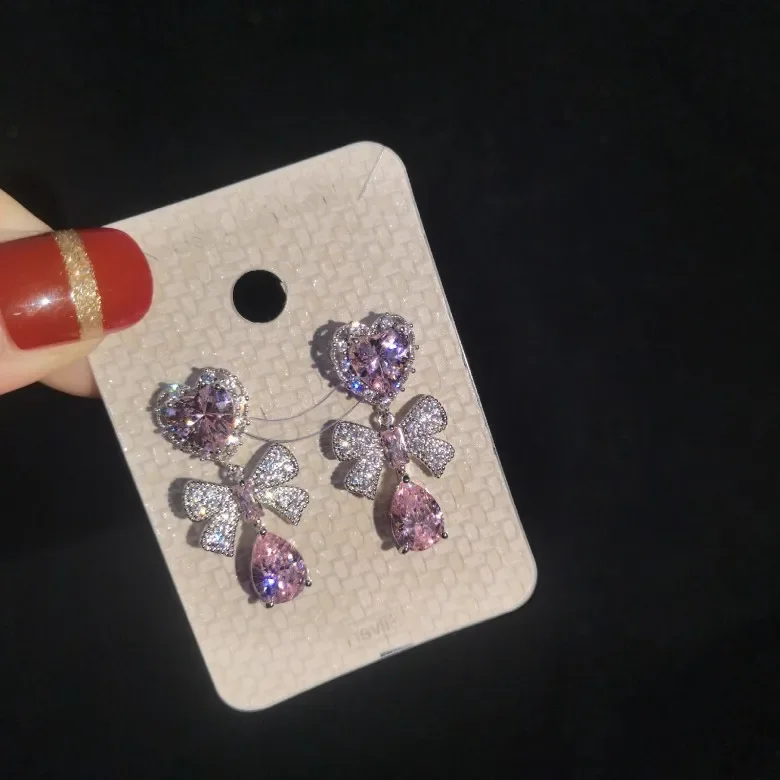 Elegant Water Stud Earrings with Zircon Accents 5 Elegant Water Stud Earrings with Zircon Accents - Image 5