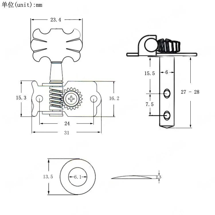 Acoustic Guitar Tuning Peg Set with White Handles 5 Acoustic Guitar Tuning Peg Set with White Handles - Image 5