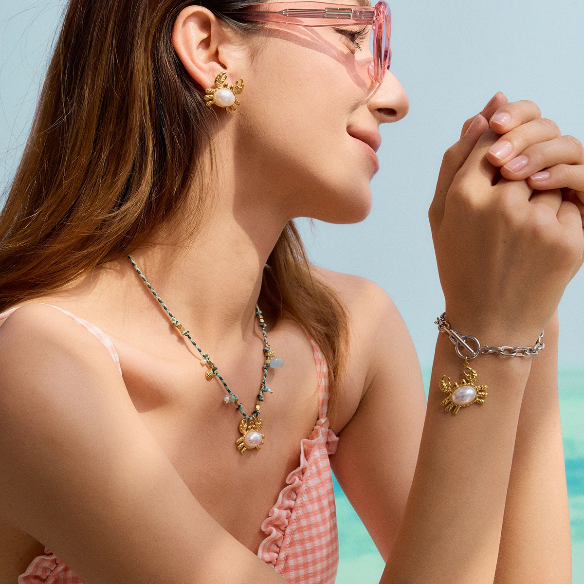 Beach-Inspired Stainless Steel Crab Jewelry Set 3 Beach-Inspired Stainless Steel Crab Jewelry Set - Image 3