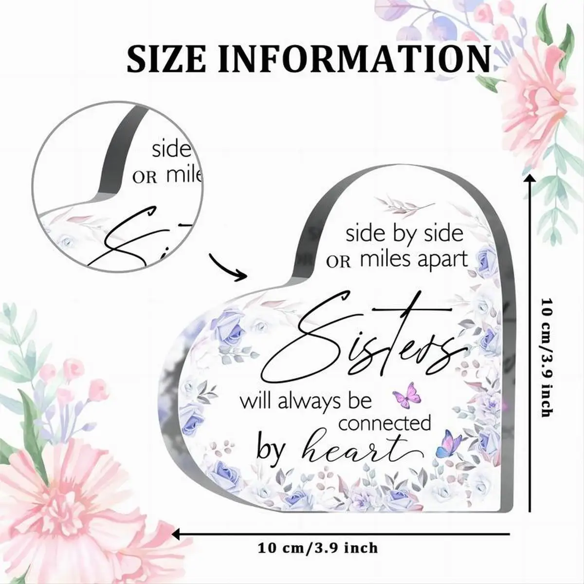 Clear Acrylic Sisterly Connection Heart Gift 2 Clear Acrylic Sisterly Connection Heart Gift - Image 2