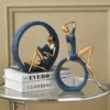 Blue and Gold Lady Figurine for Decor