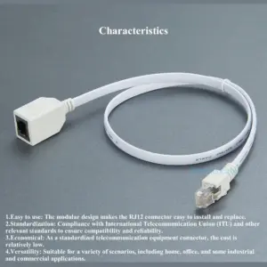 White RJ12 6P6C Extension Cable 0.6m 8 Sf020b767cd5643deacbbe2f7ac50ad66I