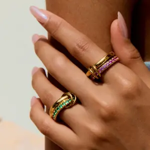 Women's Stainless Steel Zirconia Double-Layer Ring 13 Sf032da1a007443c1b39d619866569f21f