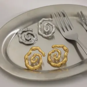 Bold Spiral Stainless Steel Gold Ear Studs 13 Sf047dab900684f0db7e7b99afecf7902E