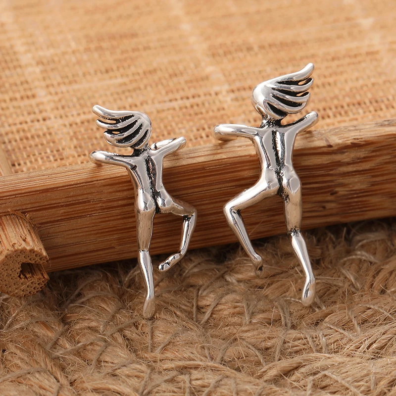 Silver 3D Human Figure Clip Earrings 3 Silver 3D Human Figure Clip Earrings - Image 3