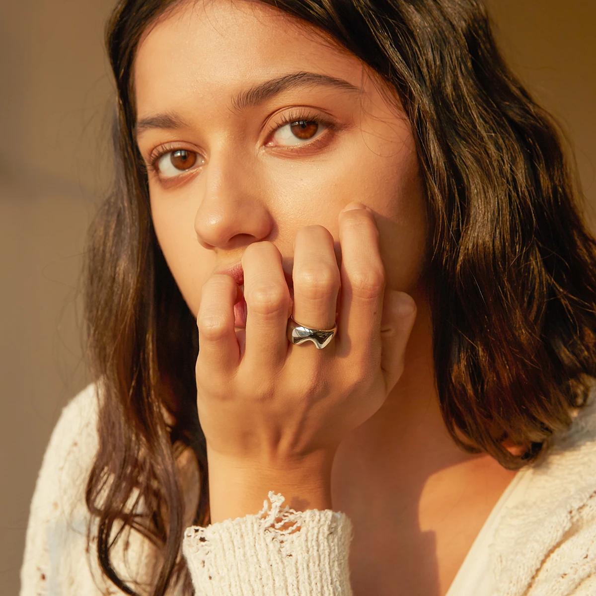 Stainless Steel Women's Half Heart Ring 2 Stainless Steel Women's Half Heart Ring - Image 2