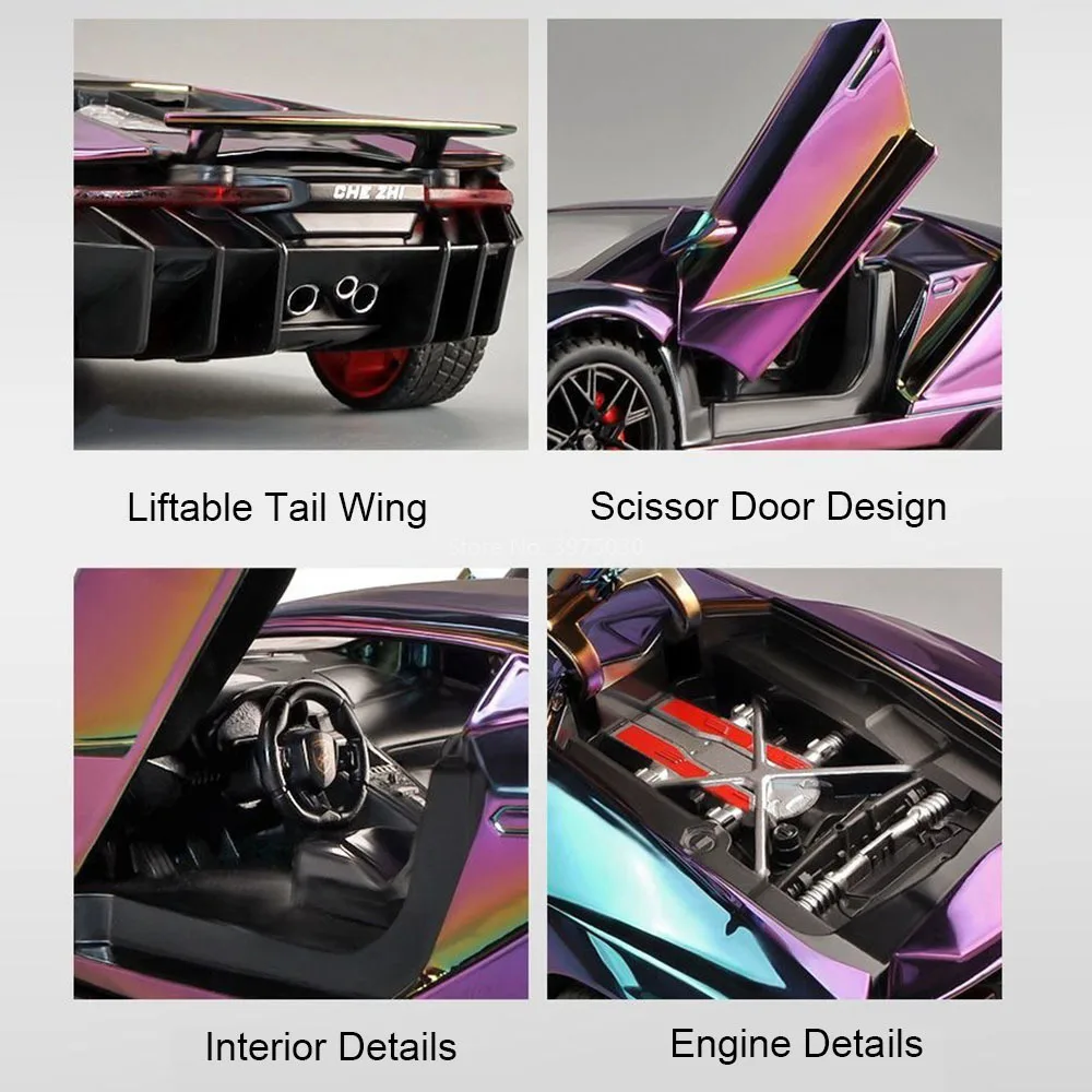 Iridescent 1:24 Lamborghini LP770-4 Diecast Model 3 Iridescent 1:24 Lamborghini LP770-4 Diecast Model - Image 3