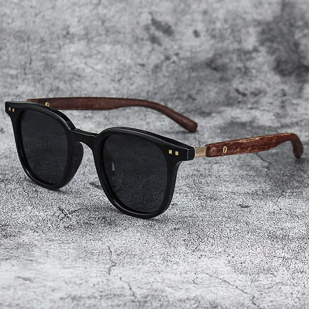 Retro Wood Grain Square Sunglasses for Men Women 3 Retro Wood Grain Square Sunglasses for Men Women - Image 3