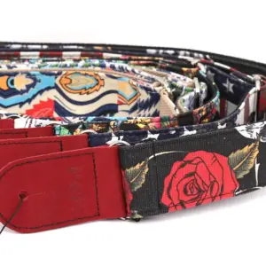 Vibrant Floral and Skull Guitar Strap 13 Sf0f69ba6e87e4b2898eac8f70ac87ea1U