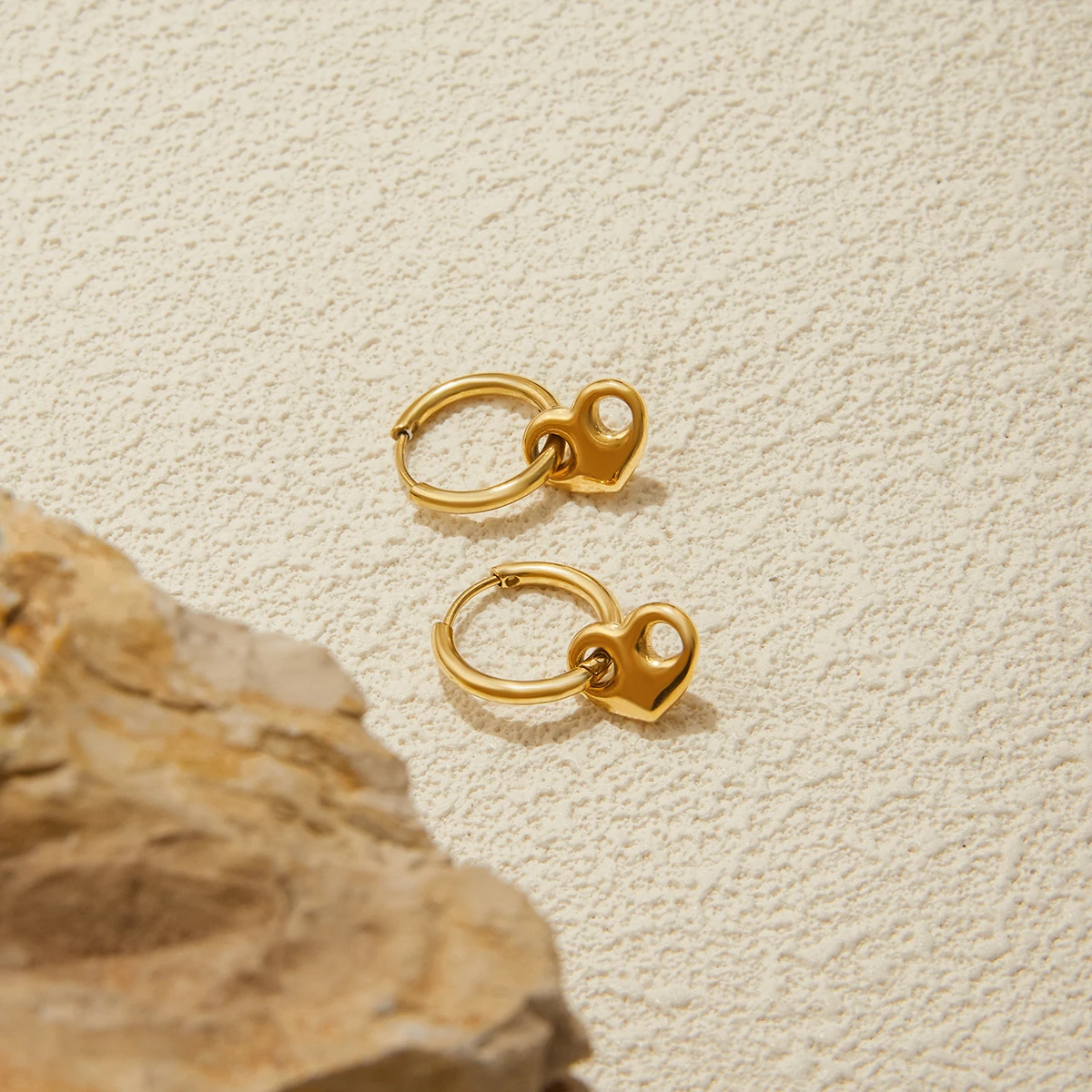 Stainless Steel Gold-Tone Heart Necklace 6 Stainless Steel Gold-Tone Heart Necklace - Image 6