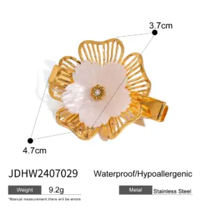 Elegant Stainless Steel Gold Flower Hair Clip 11 Sf13ccf1c7a464b96af1be453c5948b39j