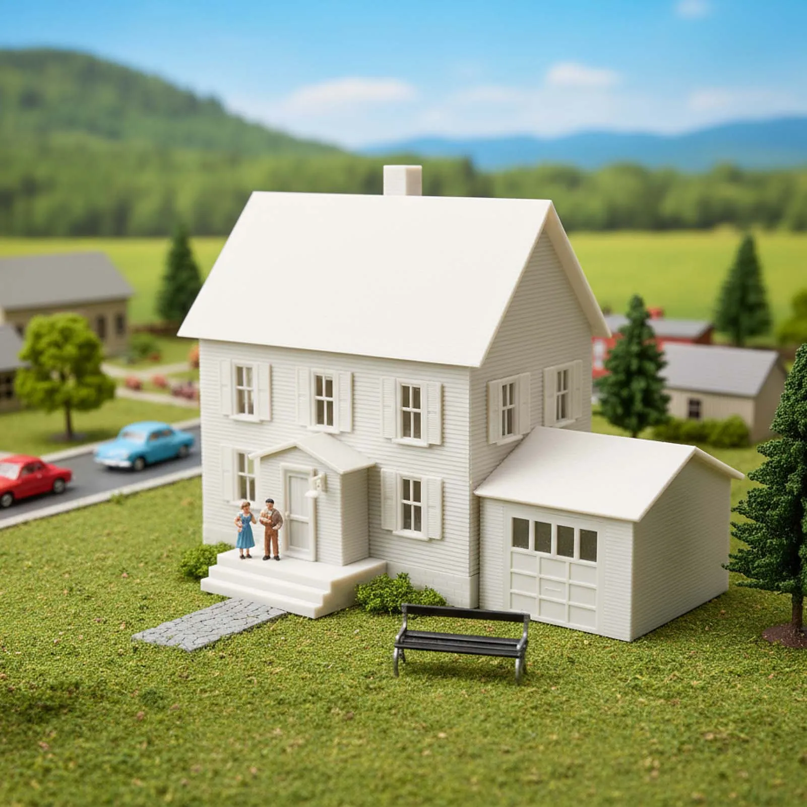 HO Scale White Model House Kit for Scenic Layouts 3 HO Scale White Model House Kit for Scenic Layouts - Image 3