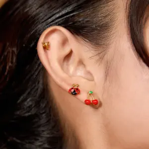 Stainless Steel Ladybird Cherry Stud Earrings 8 Sf1a8aca785ea4f6f84f49c4f9acb6a3ba