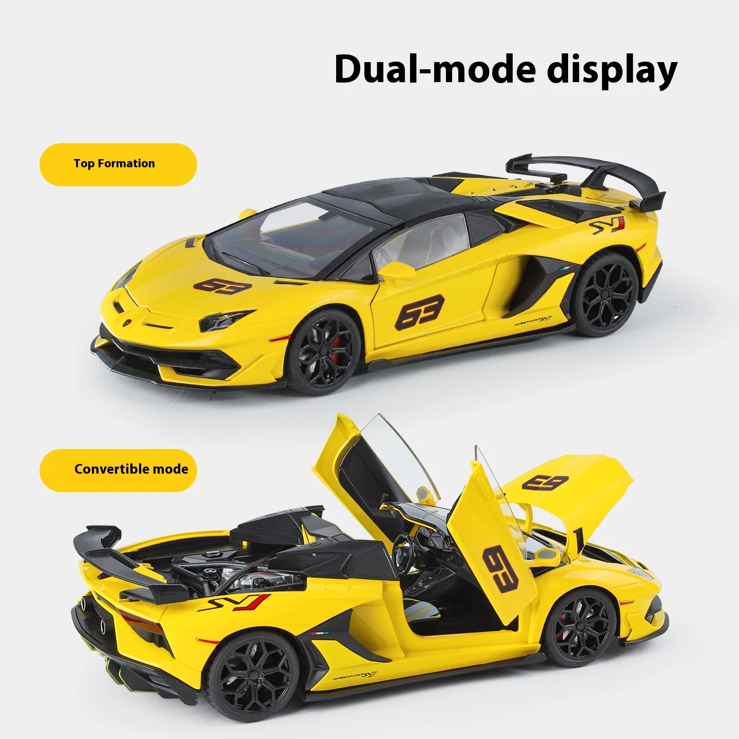 Yellow Lamborghini Aventador SVJ Diecast Model 2 Yellow Lamborghini Aventador SVJ Diecast Model - Image 2