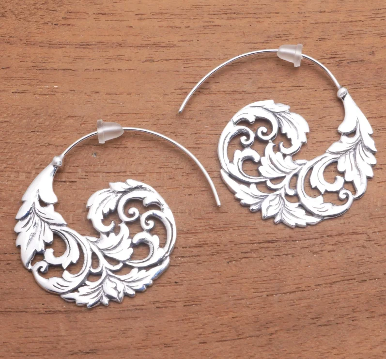 Silver and Gold Floral Drop Earrings for Women 2 Silver and Gold Floral Drop Earrings for Women - Image 2