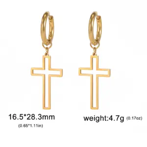 Stainless Steel Cross Drop Earrings for Men Women 17 Sf1d7caa39fd34323b9cc3023127651aeE