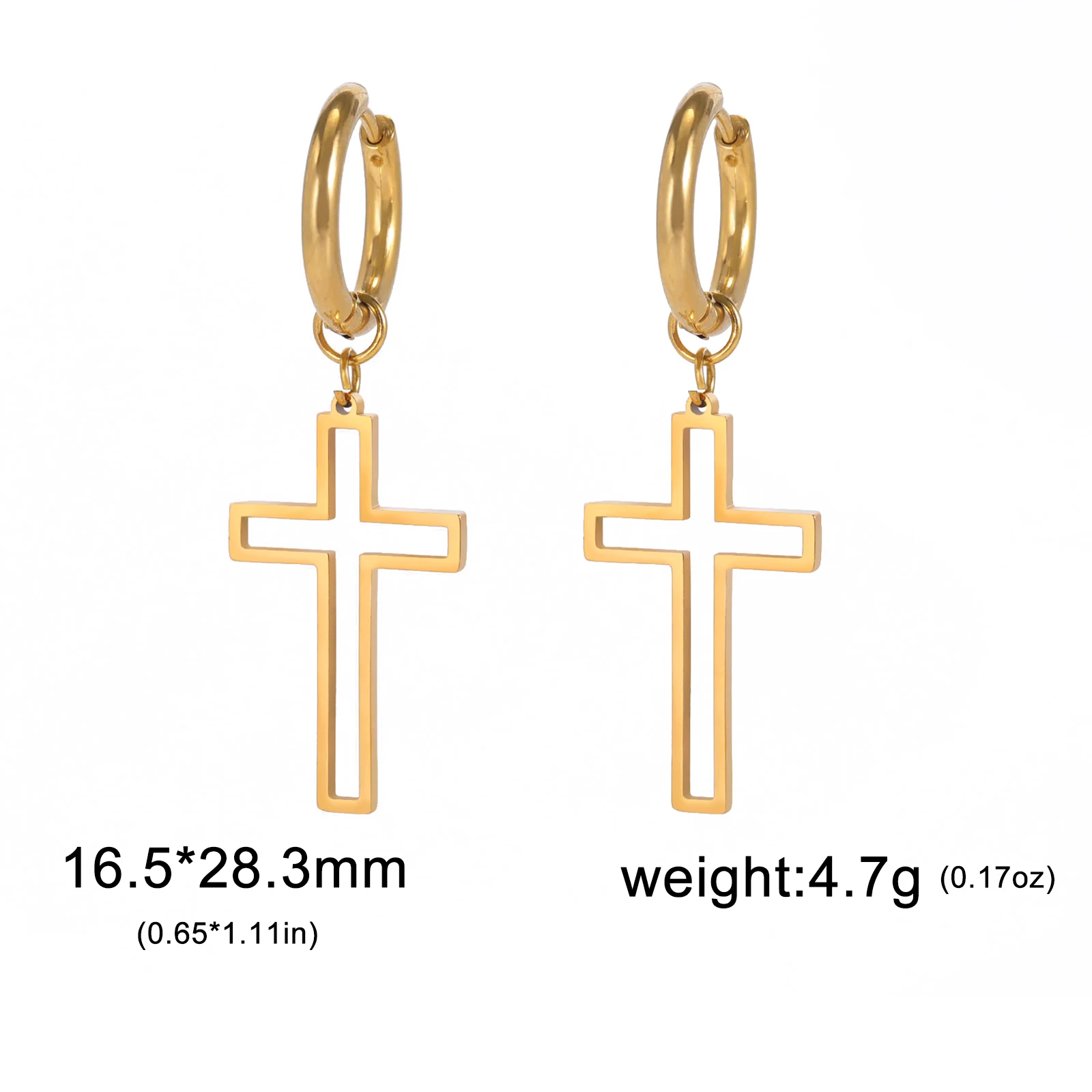 Stainless Steel Cross Drop Earrings for Men Women 8 Stainless Steel Cross Drop Earrings for Men Women - Image 8