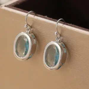 Silver Drop Earrings with Blue Stones 8 Sf1d86d7857bd4a33b5f0f1aae90039a4D
