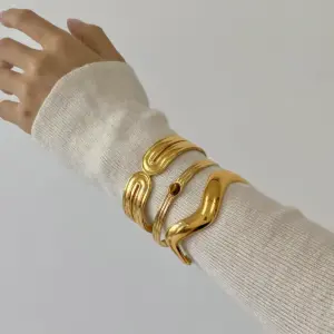 Gold Stainless Steel Geometric Wave Cuff Bracelet 11 Sf1e33391e5014954a4e62d12c8bc0fe8z