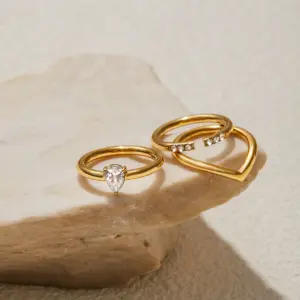 Gold Stainless Steel Water Drop Stackable Ring 15 Sf1f89b887f27481db6a3efb36ea69f62n