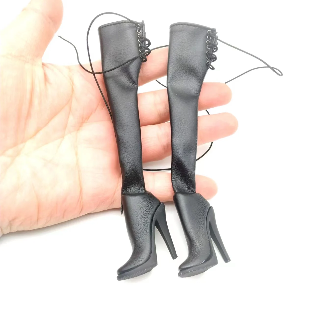 1/6 Scale Black Leather-Style High-Heeled Boots 5 1/6 Scale Black Leather-Style High-Heeled Boots - Image 5