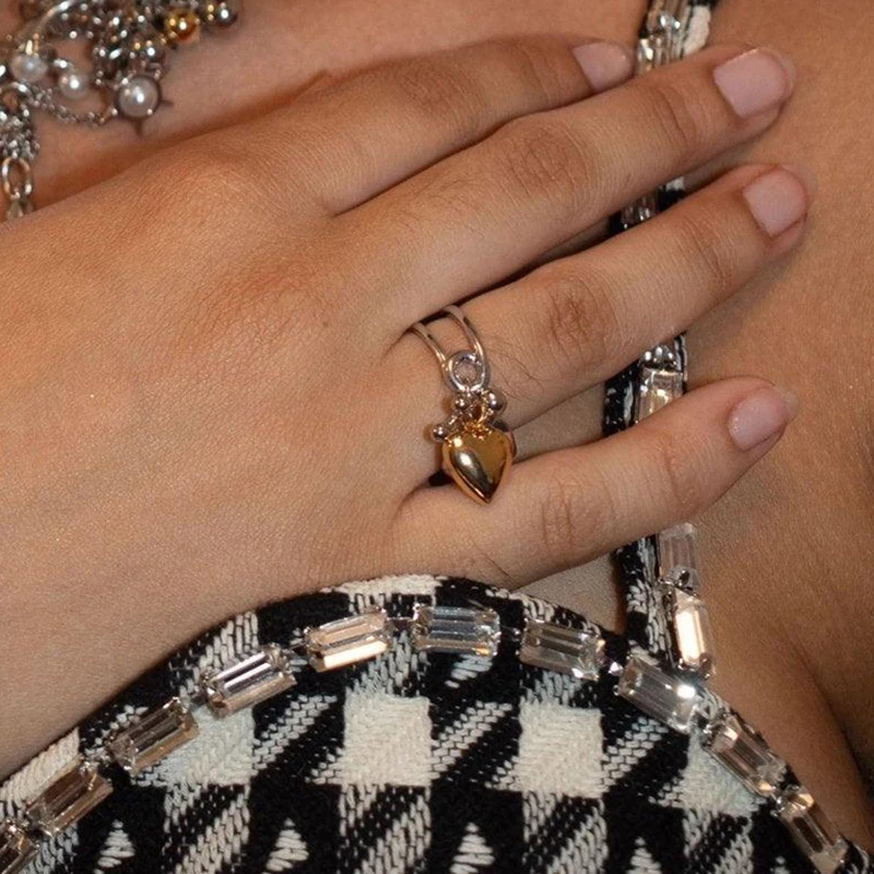 Stainless Steel Double Heart Ring Size 7 3 Stainless Steel Double Heart Ring Size 7 - Image 3