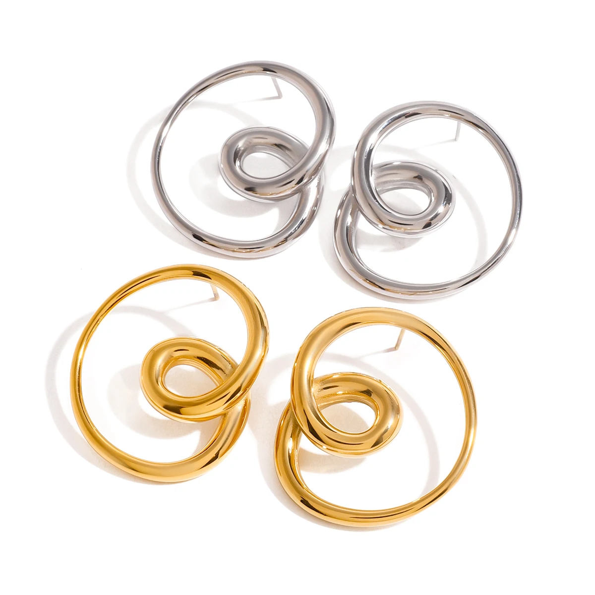 Stainless Steel Gold Spiral Hoop Earrings 6 Stainless Steel Gold Spiral Hoop Earrings - Image 6