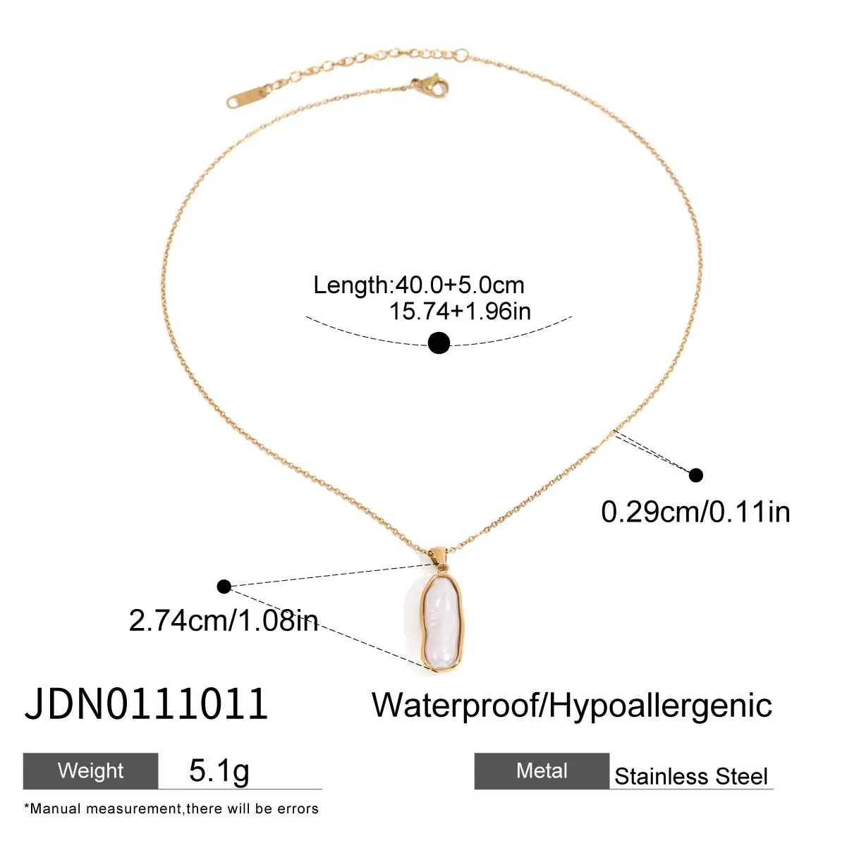 Elegant Stainless Steel Pearl Necklace 7 Elegant Stainless Steel Pearl Necklace - Image 7