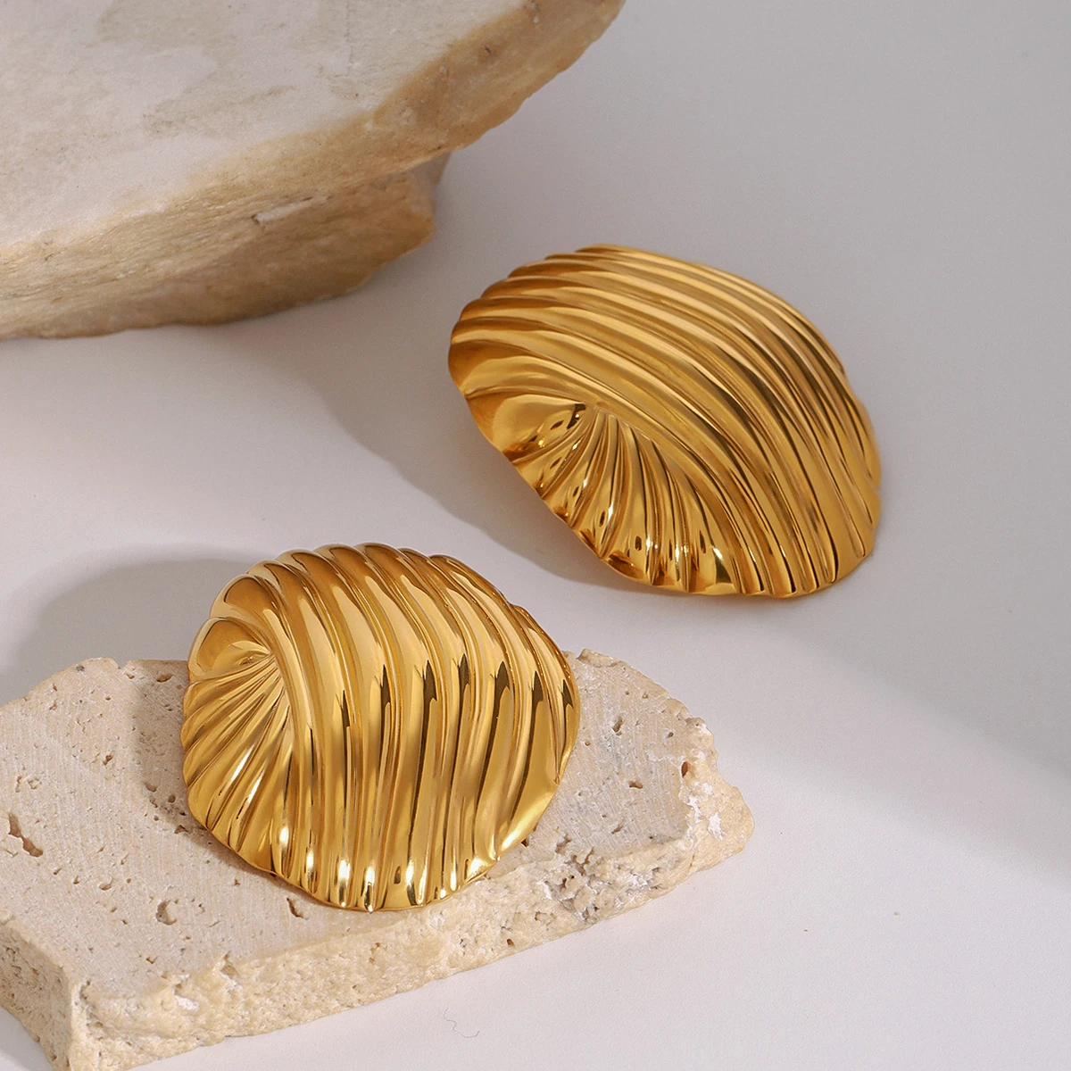 Vintage Gold-Plated Stainless Steel Stud Earrings 6 Vintage Gold-Plated Stainless Steel Stud Earrings - Image 6