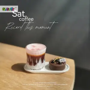 Miniature Dollhouse Latte Coffee Model