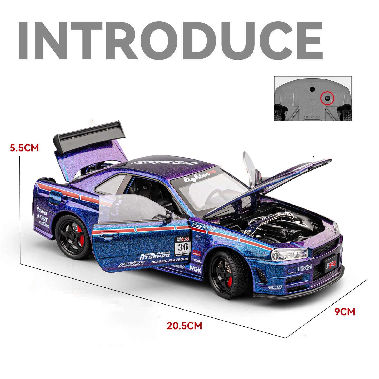 1:24 GTR R34 Skyline Racing Car Model 4 1:24 GTR R34 Skyline Racing Car Model - Image 4