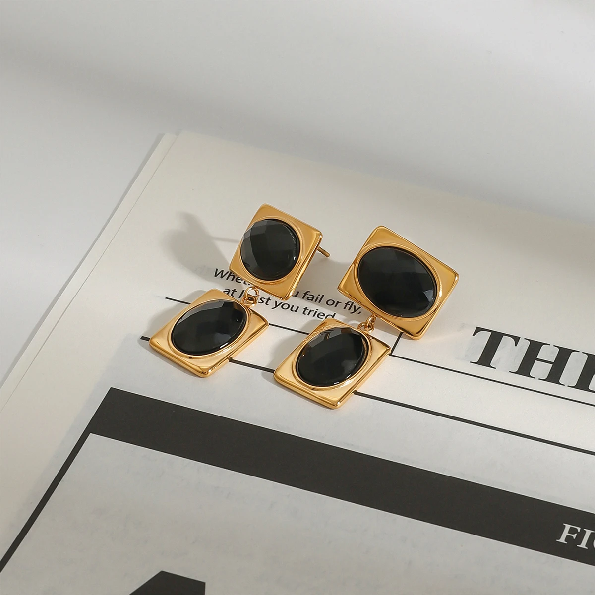 Vintage Gold and Black Stainless Steel Earrings 5 Vintage Gold and Black Stainless Steel Earrings - Image 5