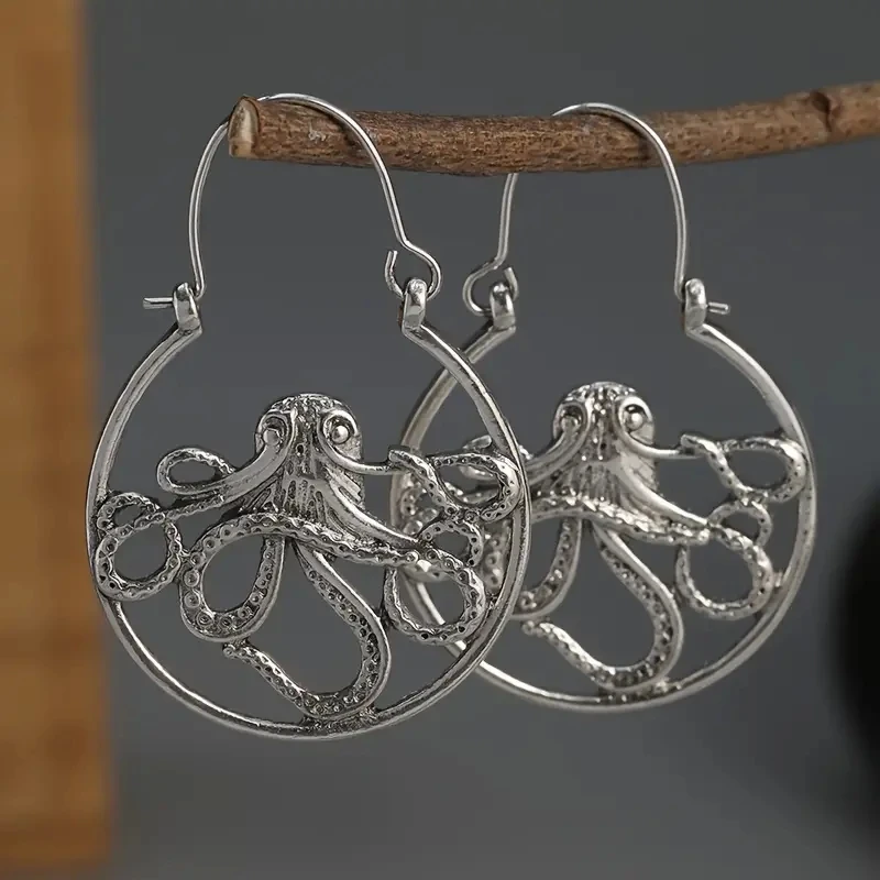 Bold Octopus Hoop Earrings for Women 2 Bold Octopus Hoop Earrings for Women - Image 2