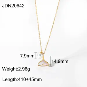 Elegant Stainless Steel Gold Pearl Necklace 17 Sf33dde8c11ca4454a23552503a244c3ej