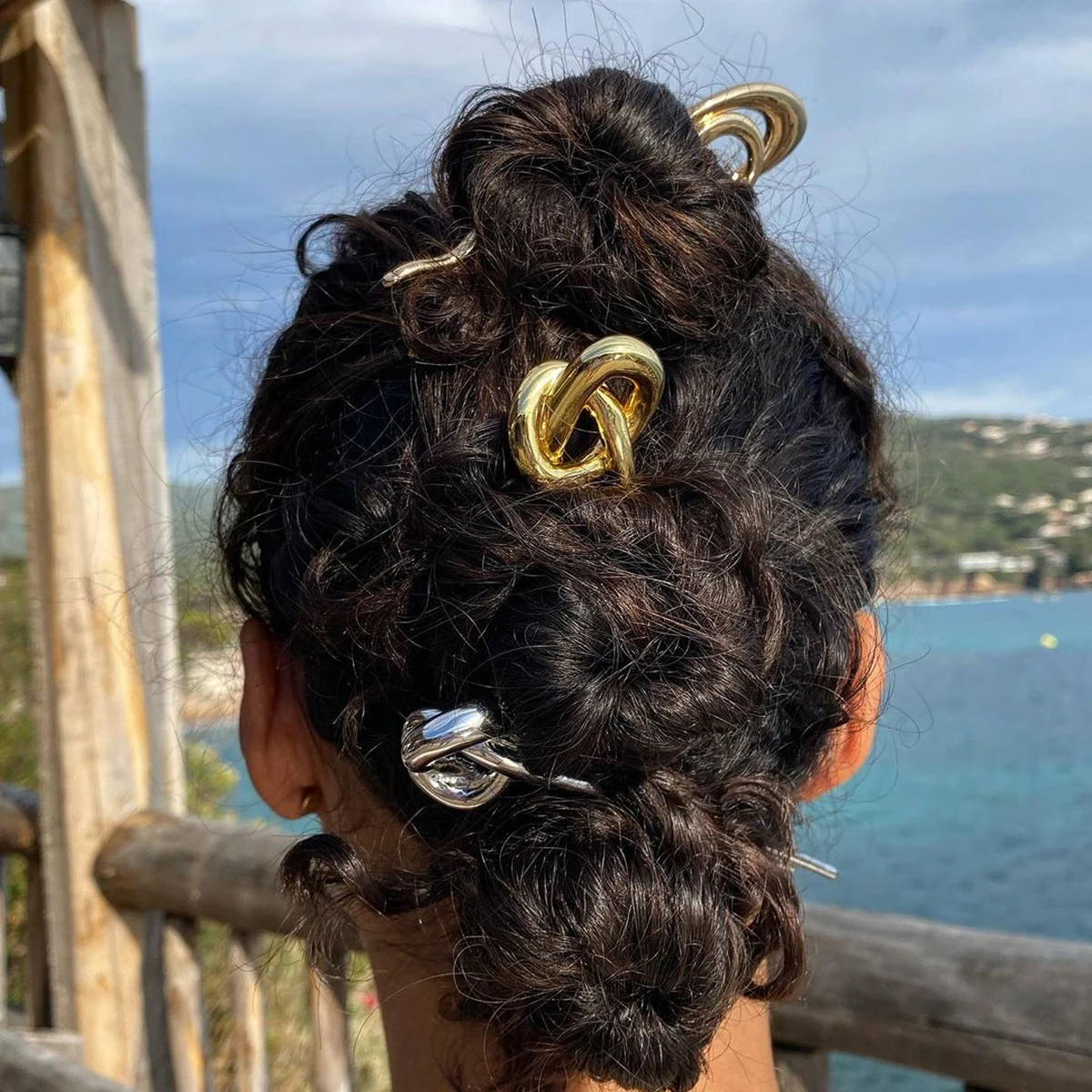 Gold Stainless Steel Knot Barrette 5 Gold Stainless Steel Knot Barrette - Image 5