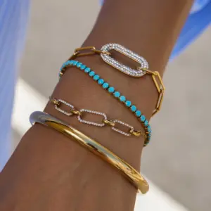 Elegant Gold-Color Stainless Steel Bracelet 8 Sf37c1b41ac794b56a9aff46a15833655B