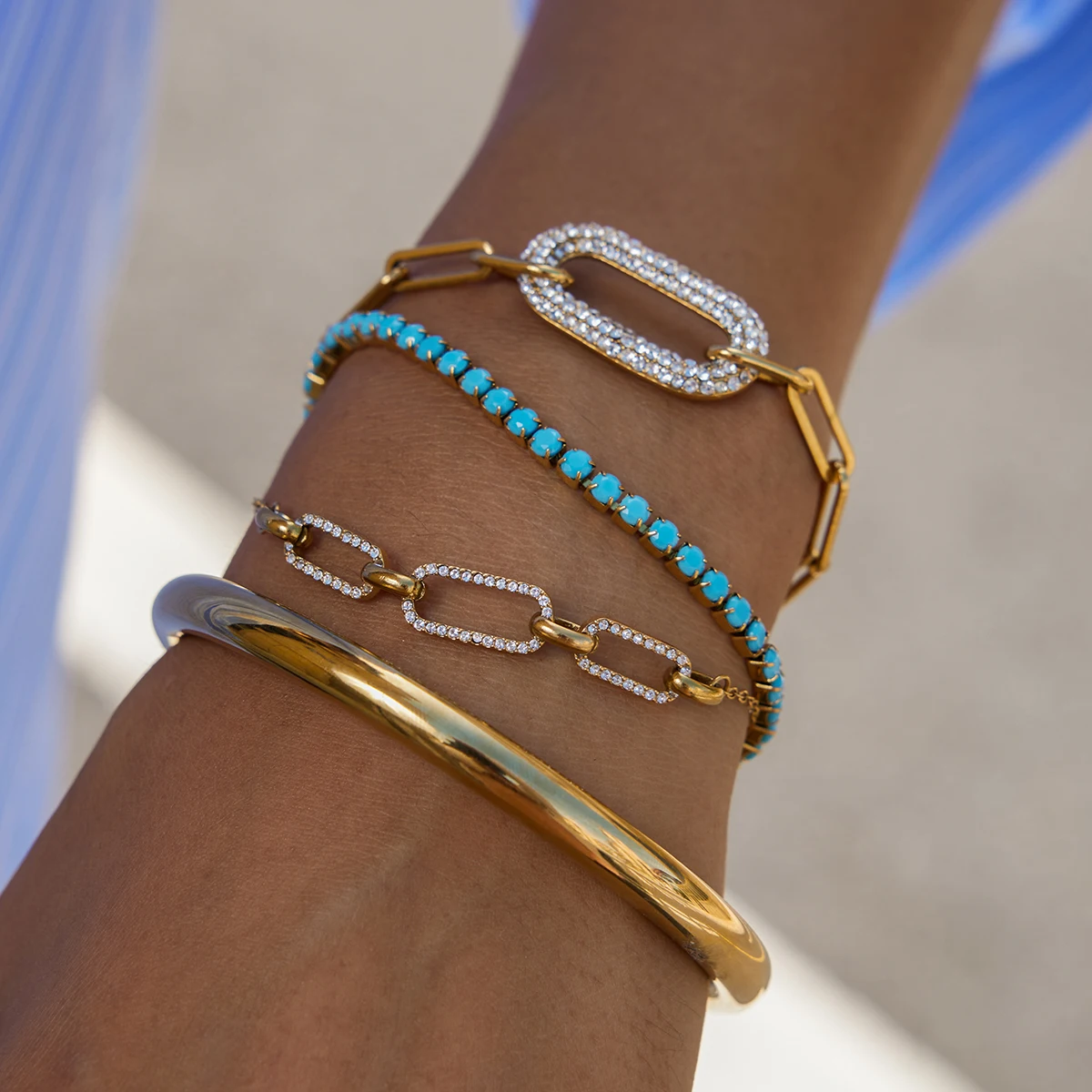 Elegant Gold-Color Stainless Steel Bracelet 2 Elegant Gold-Color Stainless Steel Bracelet - Image 2