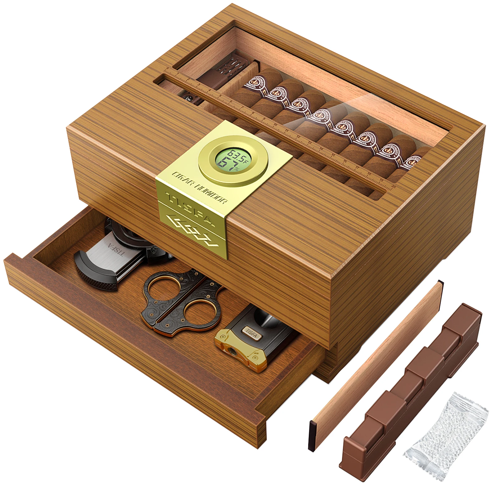 Elegant Cedar Wood Cigar Humidor with Digital Hygrometer 7 Elegant Cedar Wood Cigar Humidor with Digital Hygrometer - Image 7