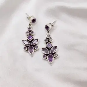 Geometric Purple Stone Drop Earrings 5 Sf394dc5d27a248d98daeb93bc402f59bD