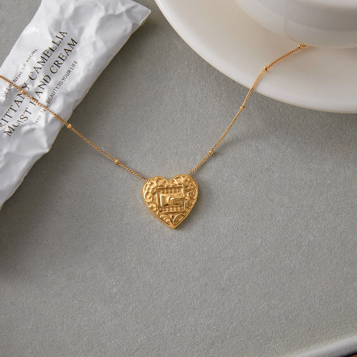 Stainless Steel Gold Heart Necklace 5 Stainless Steel Gold Heart Necklace - Image 5