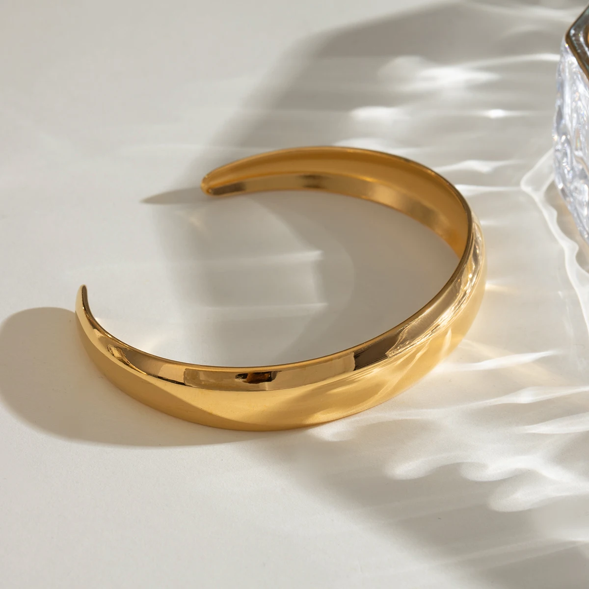 Stainless Steel Gold-Finish Cuff Bracelet 6 Stainless Steel Gold-Finish Cuff Bracelet - Image 6