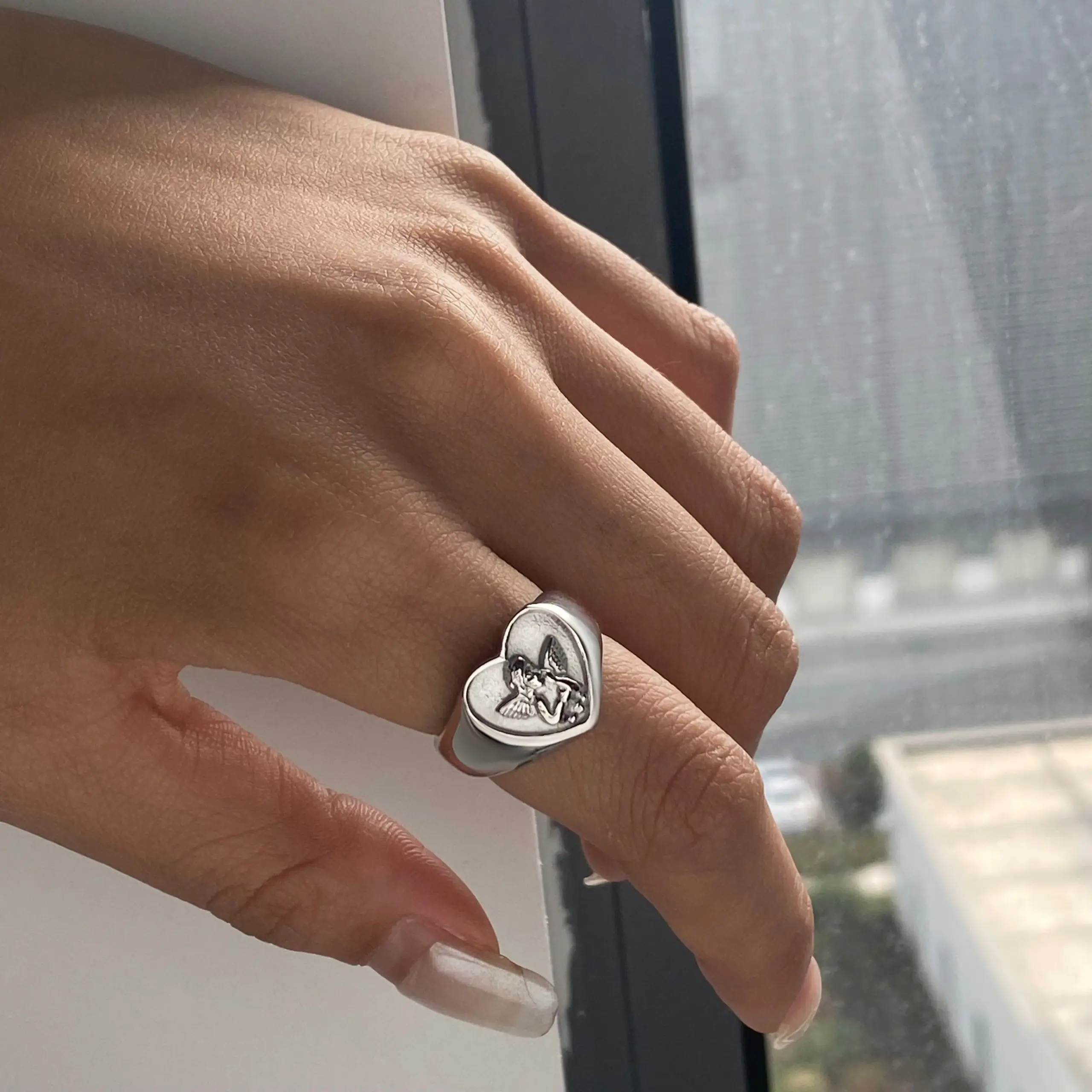 Heart-Shaped Cupid Rings Set for Women 3 Heart-Shaped Cupid Rings Set for Women - Image 3