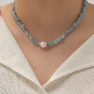 Ocean Blue Stone Pearl Necklace for Women 11 Sf3f7eaa50bda4507bb41734053f44a31T