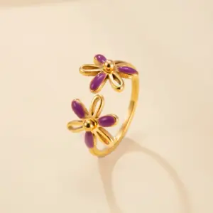 Colorful Floral Enamel Stainless Steel Ring 13 Sf3fffc10324742e99ad7302cdbb53291I