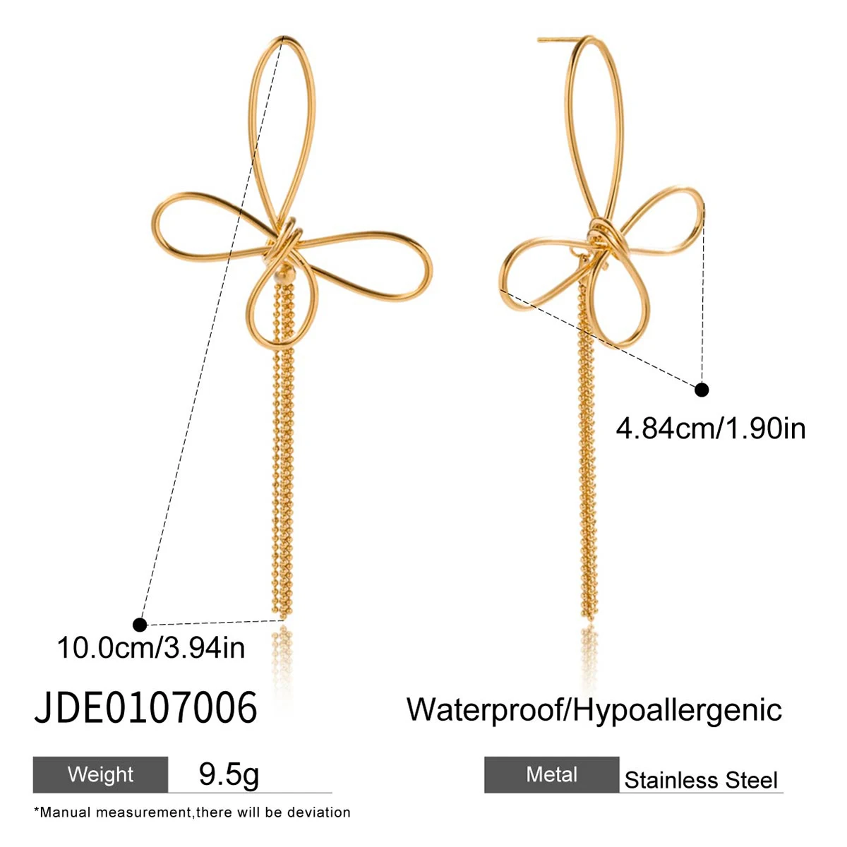 Stainless Steel Bow Earrings Model JDE0107006 7 Stainless Steel Bow Earrings Model JDE0107006 - Image 7