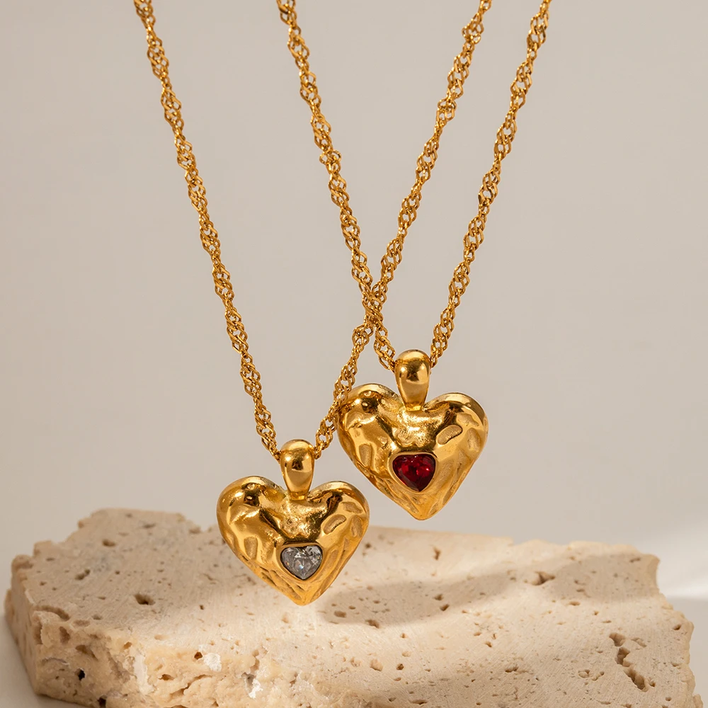 Stainless Steel Heart Necklace Set 3 Stainless Steel Heart Necklace Set - Image 3
