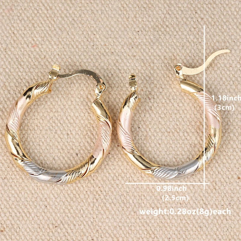 Tricolor Metal Hoop Earrings for Women 5 Tricolor Metal Hoop Earrings for Women - Image 5