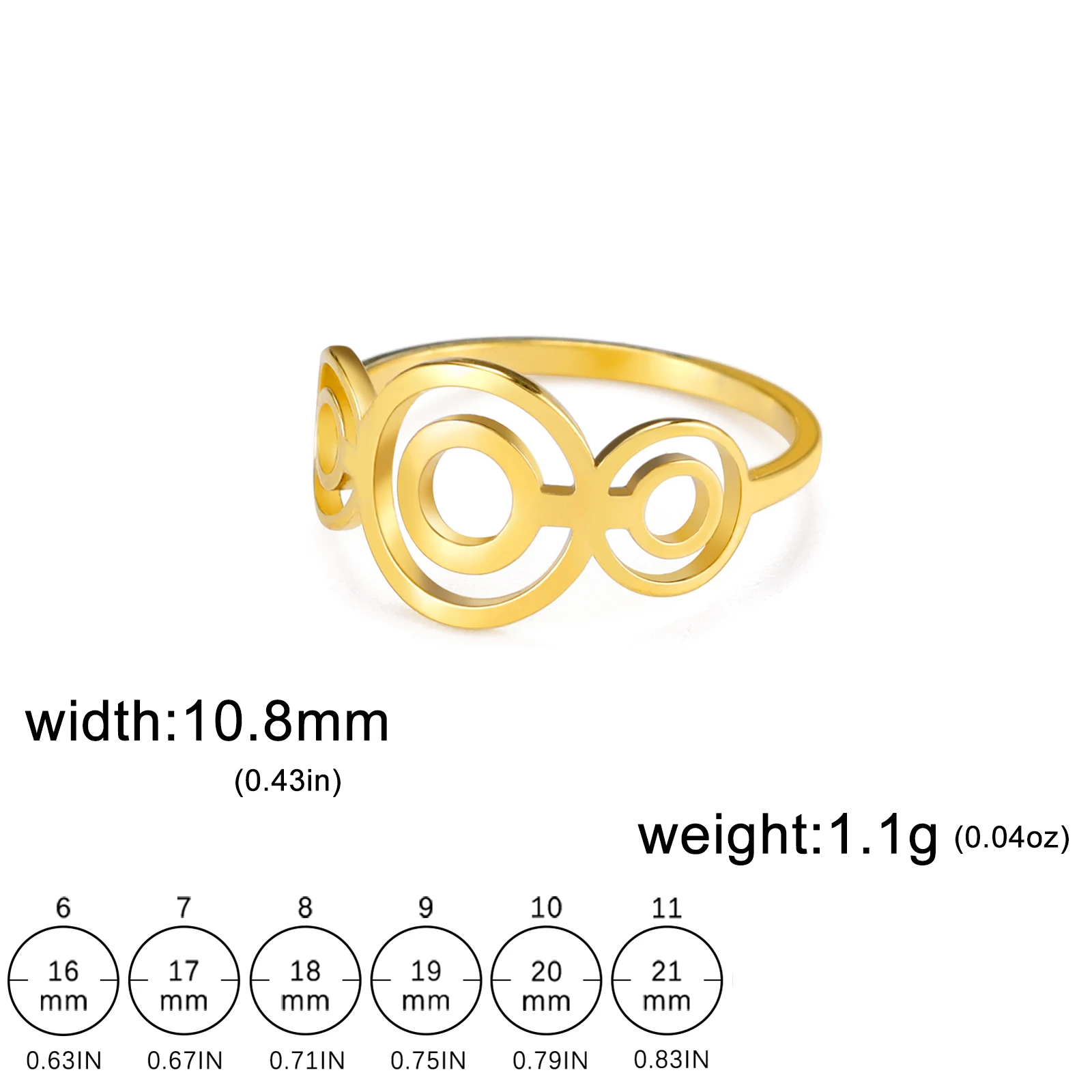 Double Circles Women's Ring in Silver or Gold 6 Double Circles Women's Ring in Silver or Gold - Image 6